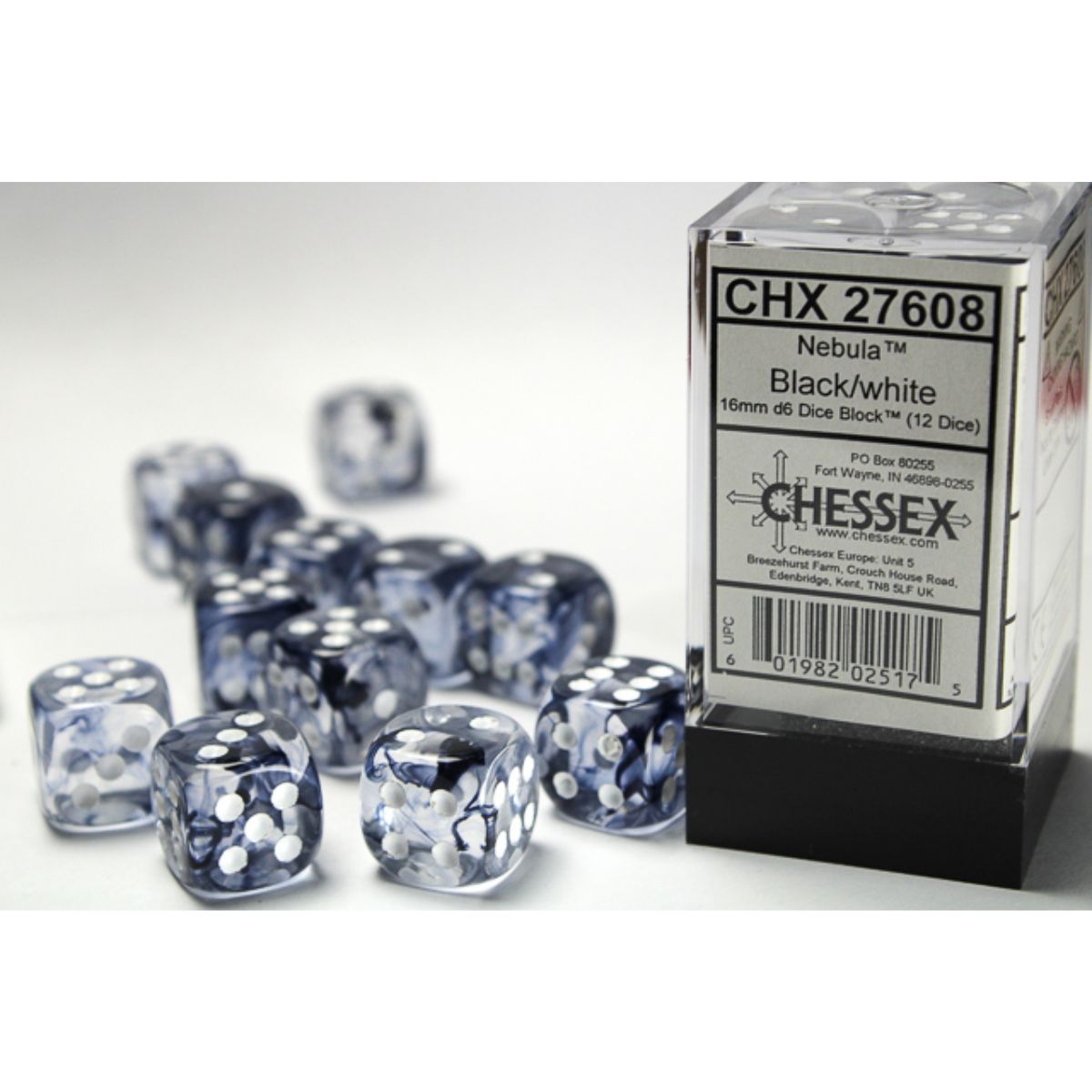 Chessex  16mm D6-Würfel-Set (12) Gemini / Schwarz-Rot/Gold