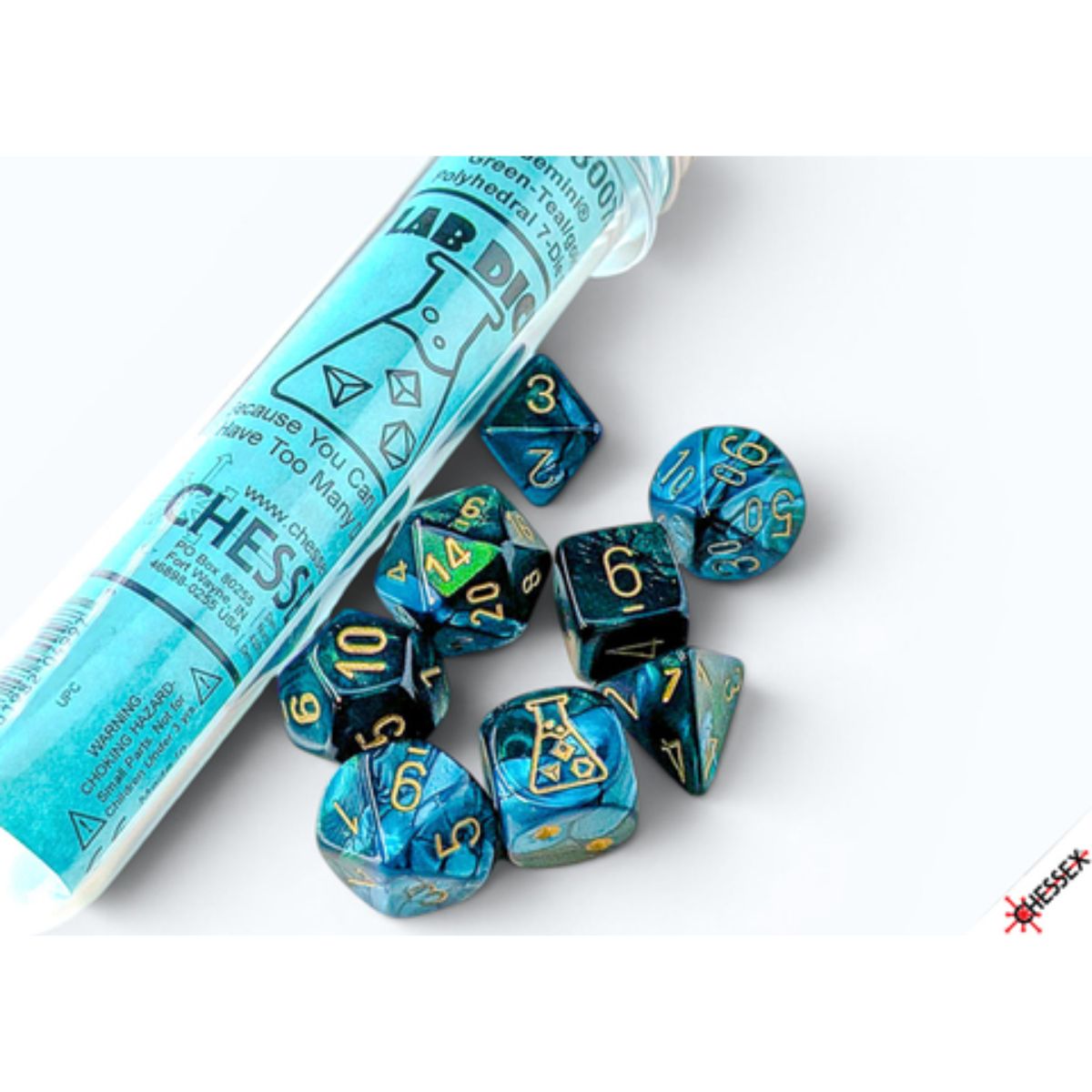 Gemini Polyhedral Green-Teal/gold 7-Die Set with bonus die