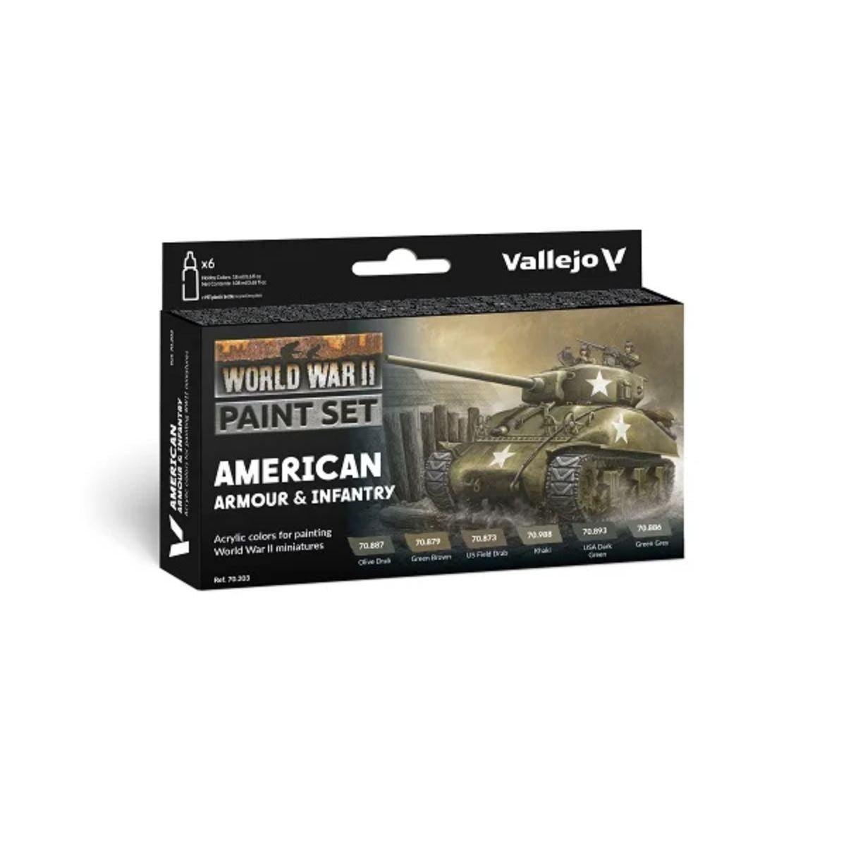 Vallejo Model Color WWII Paint Set American Armour & Infantry (6 Farben)