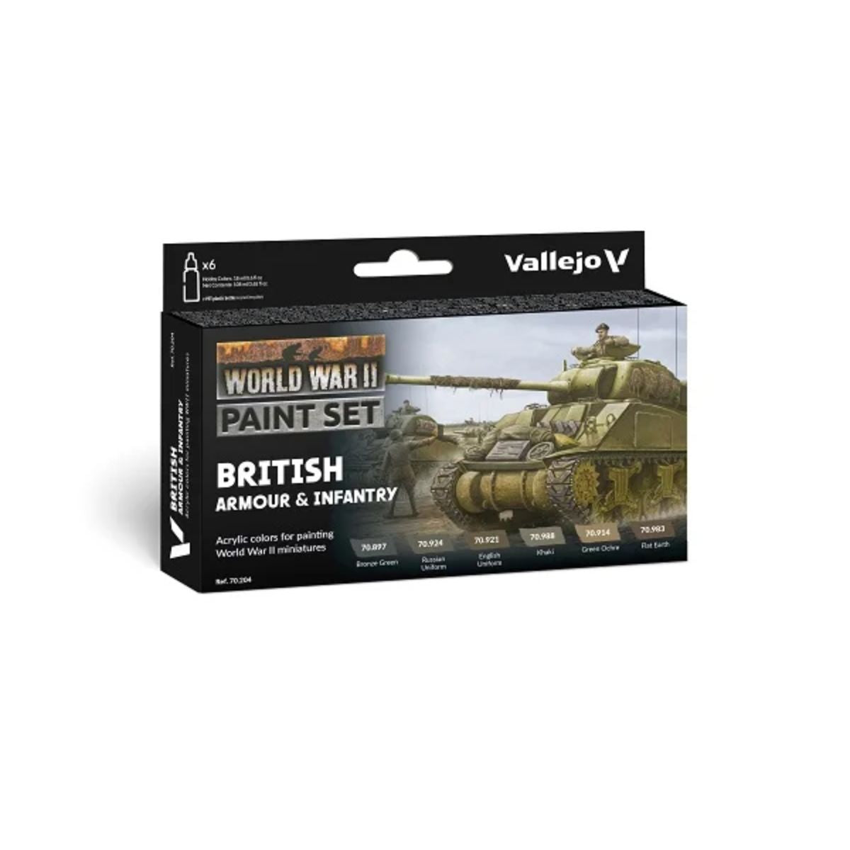 Vallejo Model Color WWII Paint Set British Armour & Infantry (6 Farben)