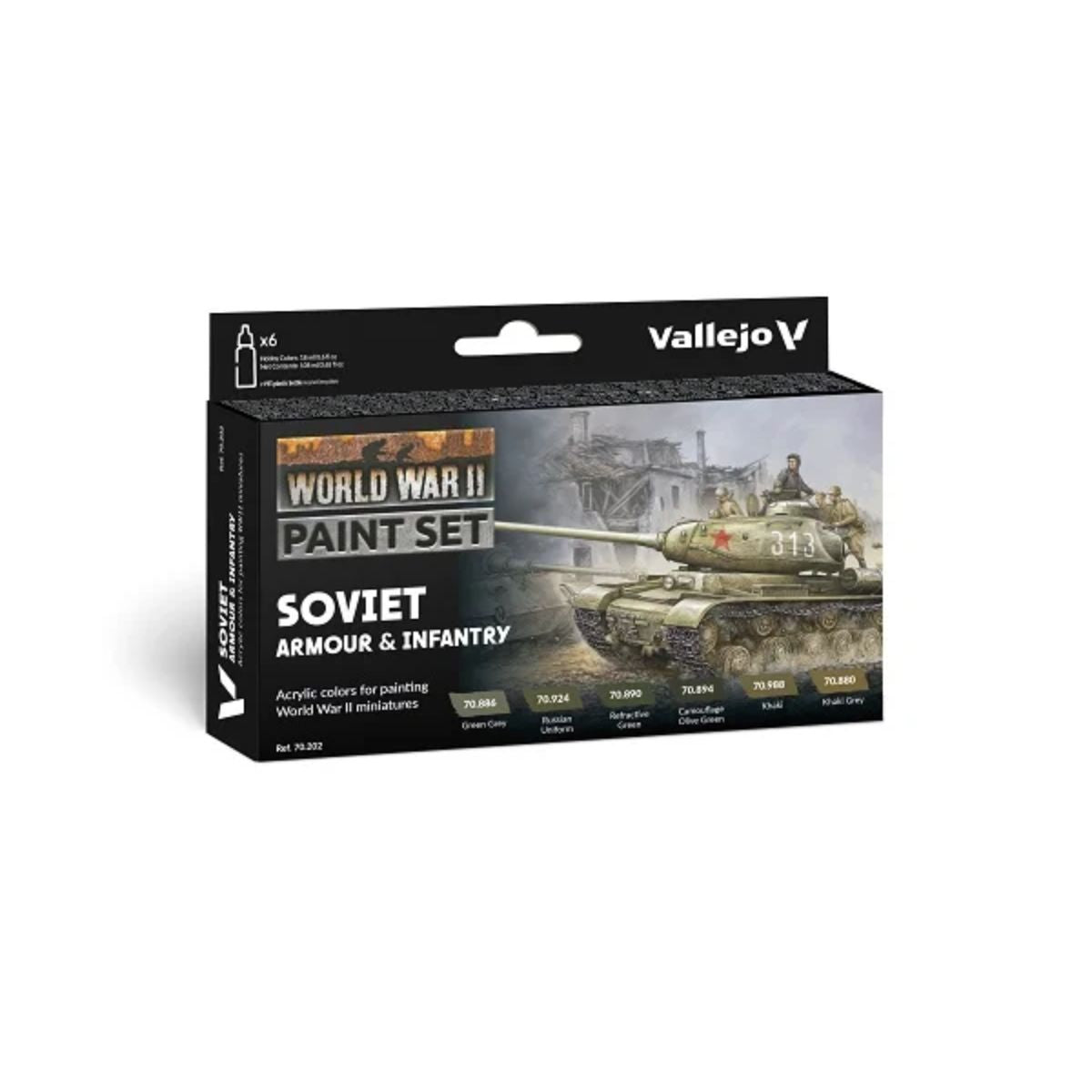 Vallejo Model Color WWII Paint Set Soviet Armour & Infantry (6 Farben)
