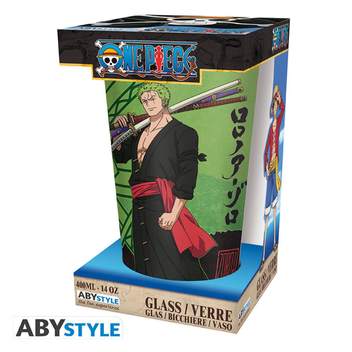 One Piece Large Glass 400ml Zoro