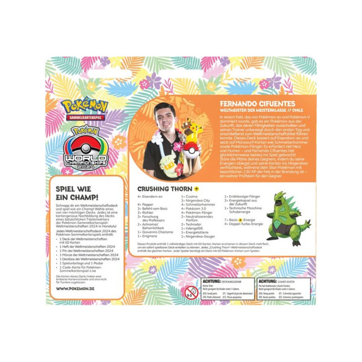 Pokemon Weltmeisterschaftsdeck 2024 Fernando Cifuentes "Crushing Torn" Deutsch