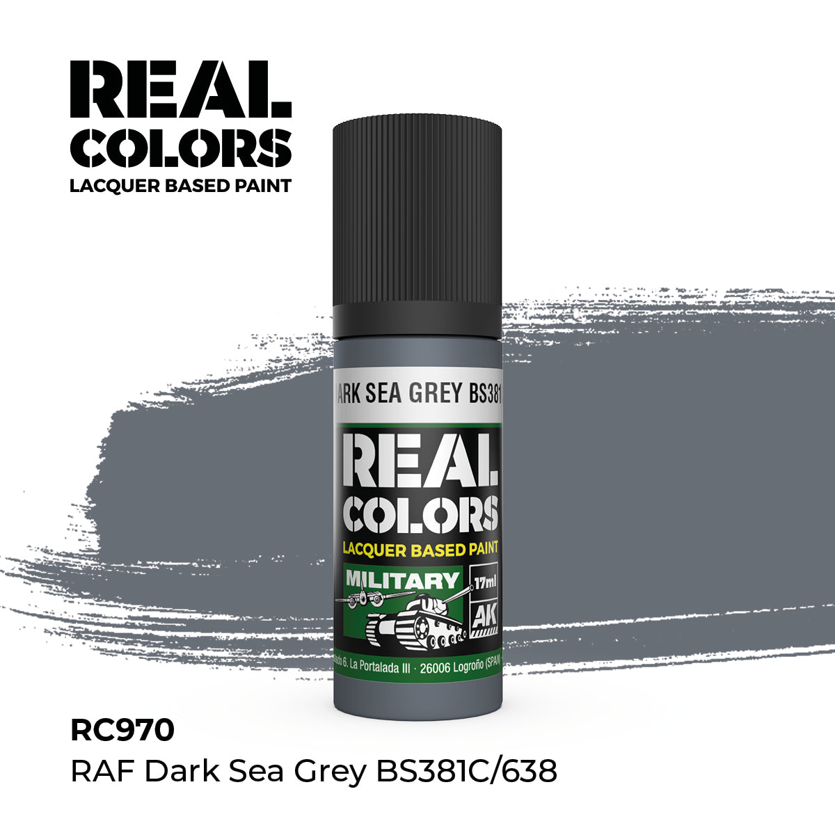 AK Interactive REAL COLORS Raf Dark Sea Grey Bs381C/638 17 ml.
