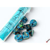 Shimmer Polyhedral Aqueous/gold 7 Die Set with bonus die