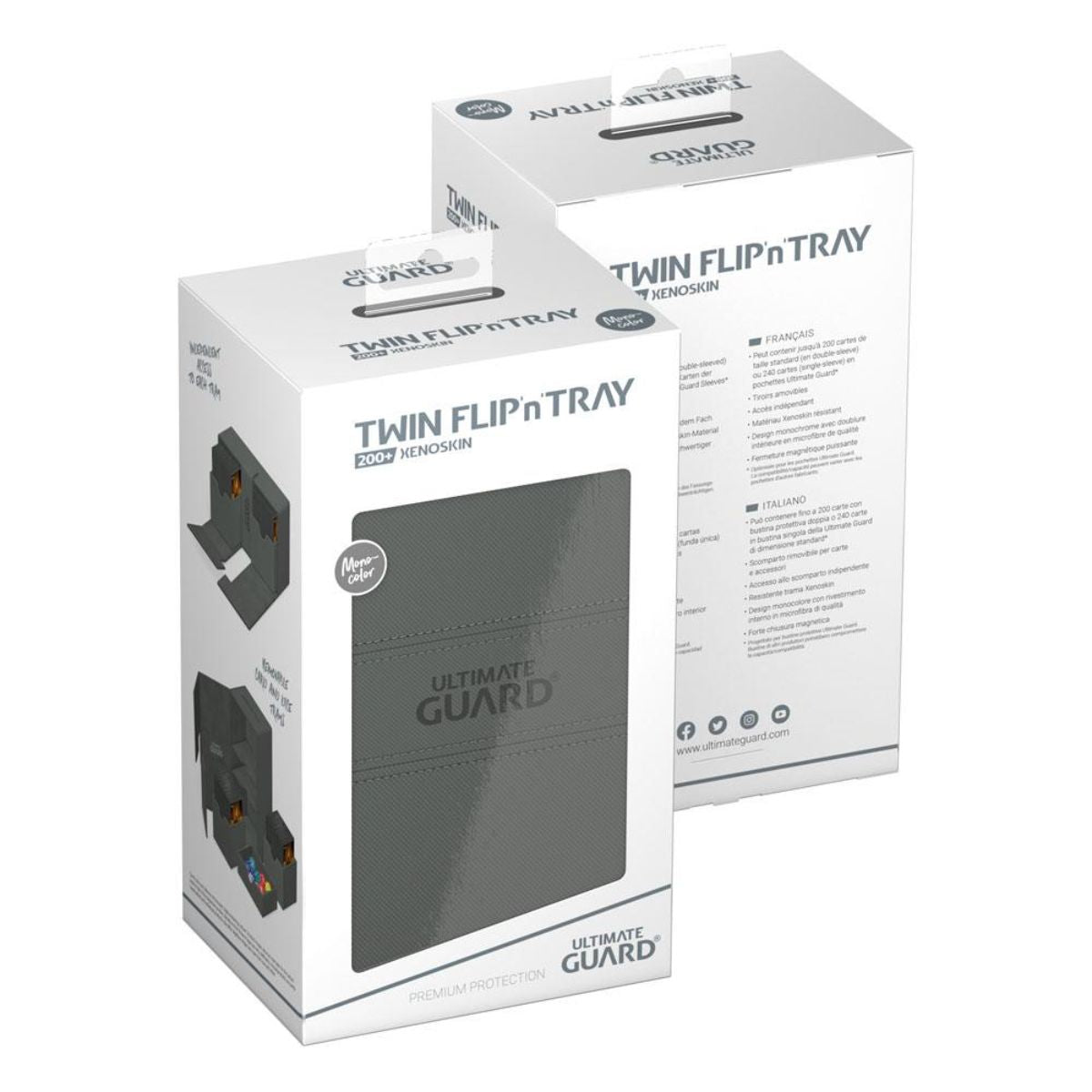Ultimate Guard Twin Flip`n`Tray 200+ XenoSkin Monocolor Grau