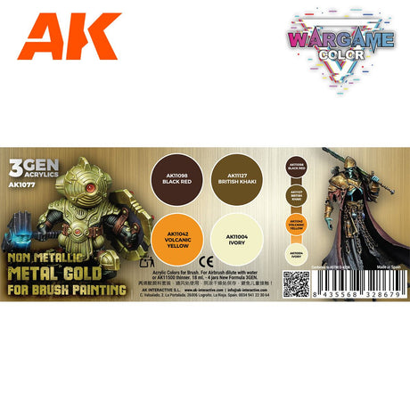 AK Interactive Wargame Color Set. Non Metallic Metal Gold (mit Pinsel)