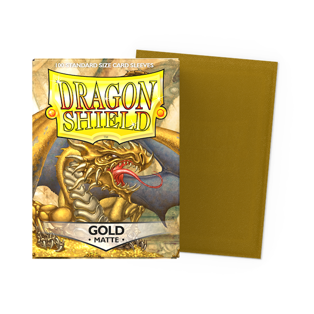 Dragon Shield Standard Size Matte Sleeves - Gold (100 Sleeves)